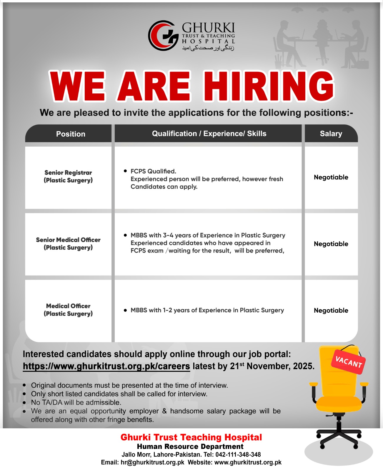 Senior Medical Officer  (Plastic Surgery)